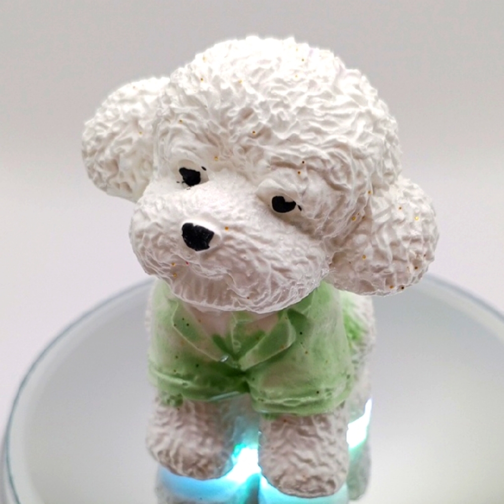 NEW Hand Made 💕 Adorable White Poodle Figurine with Green Sweater
